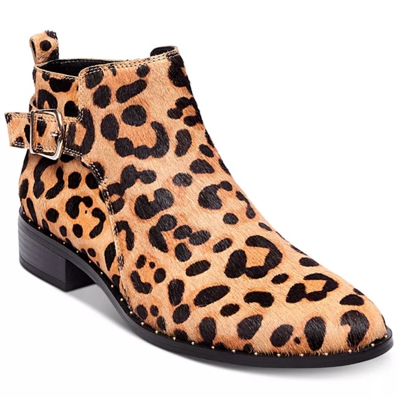 EUC Women's Steven by Steve Madden Leopard Cheetah Calf Hair Booties Size 6 M - Picture 1 of 8